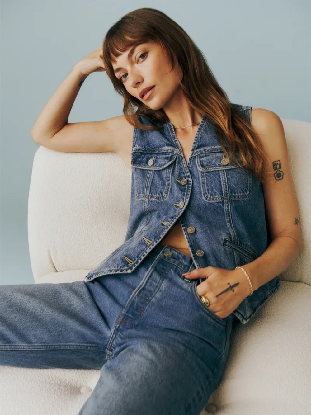 Reformation Jacqui Denim Vest